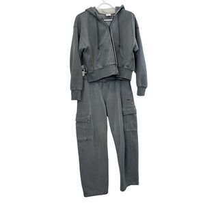 Aritzia TNA Charcoal Sweatfleece Sweatpants and Jacket Set